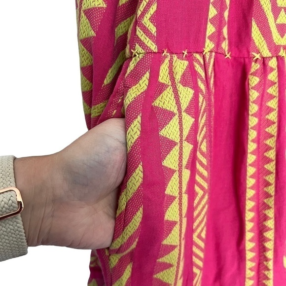 Anthropologie Maeve Dominique Ruffled Tunic Dress Pink Combo Size S NEW - Picture 10 of 15